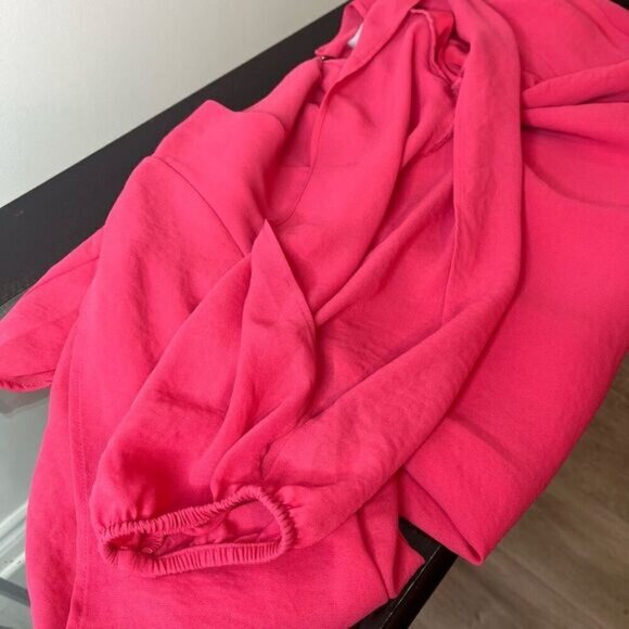 Lauren Vidal Women's Split Long Sleeve Mini A-Line Dress Pink Size Medium - Picture 10 of 13